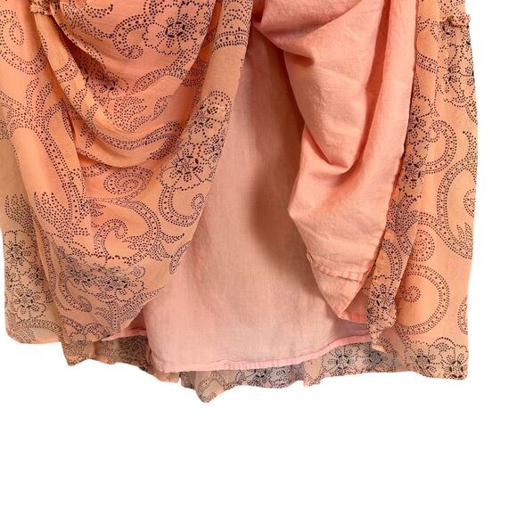 Banjanan Peach Paisley Boho Maxi Dress Sheer Tiered Lined Viscose S Cottagecore - Picture 11 of 14